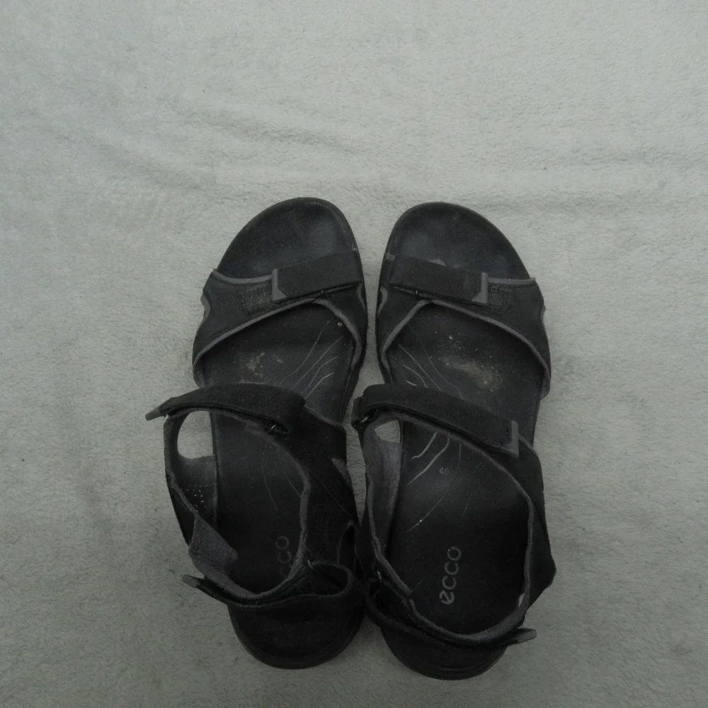 ECCO Mens 7 Yucatan Sandals Black Leather Adjustable Strap‎ Hiking Outdoor EU40